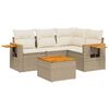 vidaXL 5 pcs conjunto de sof&aacute;s p/ jardim com almofad&otilde;es vime PE bege