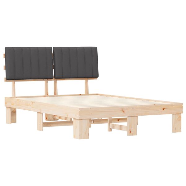 vidaXL Estrutura de Cama com Cabeceira Estofada Cinza Escuro