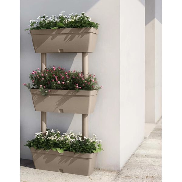 vidaXL Floreira de jardim 3 pcs 100 cm cinzento-acastanhado