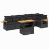 vidaXL 7 pcs conjunto de sof&aacute;s p/ jardim c/ almofad&otilde;es vime PE preto
