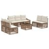 vidaXL Conjunto de Sof&aacute; de Jardim Ajust&aacute;vel 8 pcs Bege vime PE