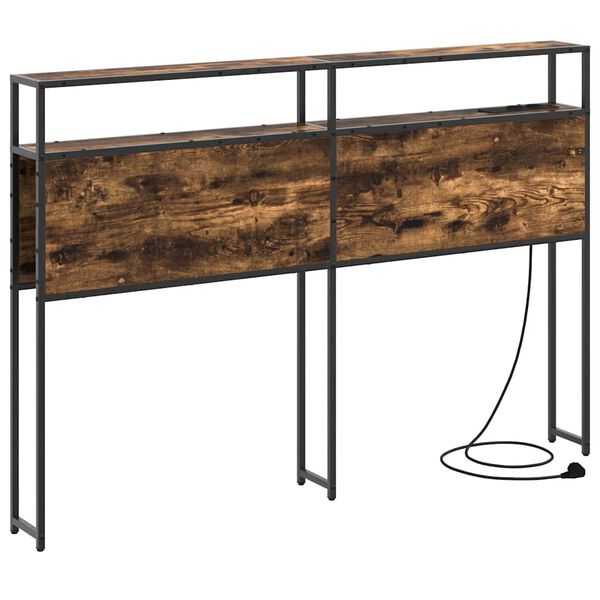 vidaXL Cabeceira de armazenamento com cabeceira Carvalho fumado 135 cm