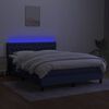 vidaXL Cama box spring c/ colch&atilde;o e LED 140x200 cm tecido azul