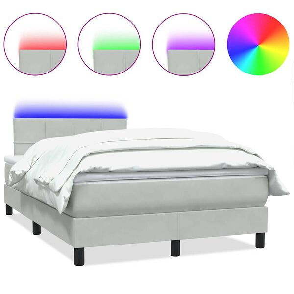 vidaXL Cama box spring c/ colch&atilde;o e LED rosa 90x220 cm veludo