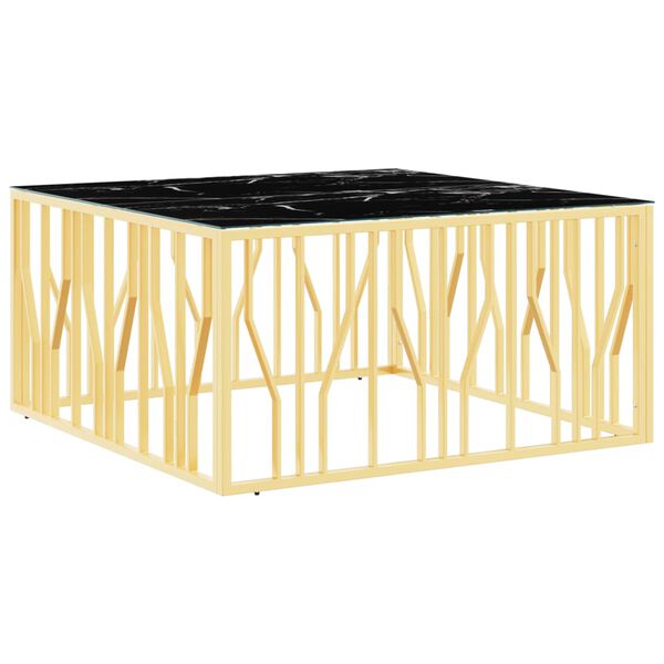 vidaXL Mesa de centro 100x100x50 cm a&ccedil;o inoxid&aacute;vel e vidro dourado