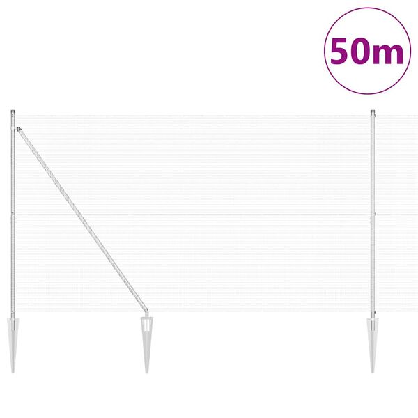 vidaXL Poste de Cerca Prateado 50 x 1,5 m (malha de 12 x 12 mm) A&ccedil;o