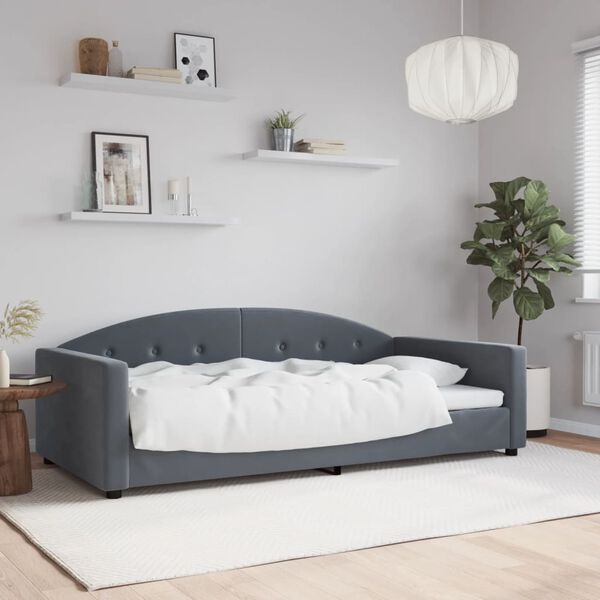 vidaXL Sof&aacute;-cama 100x200 cm veludo cinzento-escuro