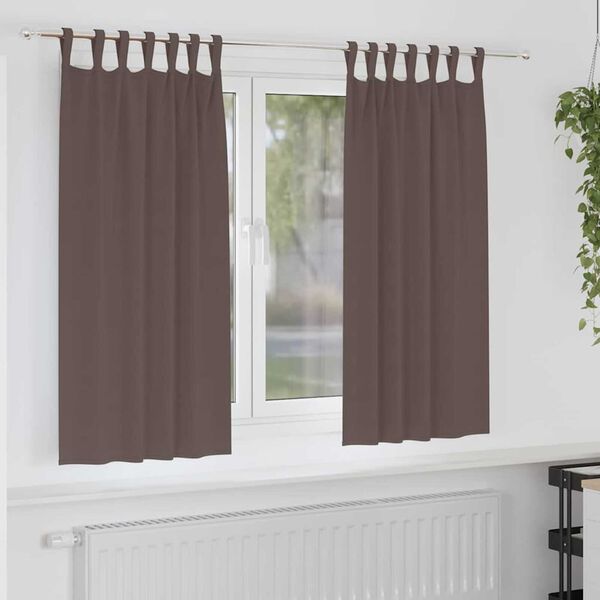 vidaXL Cortinas Blackout com Argolas 2 pcs Marrom Escuro 175 x 140 cm