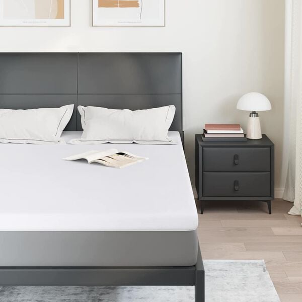 vidaXL Topper de Colch&atilde;o Branco 200 x 200 x 7 cm Tecido Jacquard