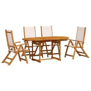 vidaXL 5 pcs conjunto de jantar para jardim ac&aacute;cia maci&ccedil;a e textilene