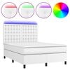 vidaXL Cama box spring c/colch&atilde;o/LED 140x190cm couro artificial branco