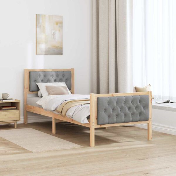 vidaXL Estrutura da Cama com cabeceira Cinzento-claro 75 x 190 cm