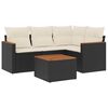 vidaXL 5 pcs conjunto sof&aacute;s de jardim com almofad&otilde;es vime PE preto