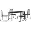 vidaXL Conjunto de Jantar para Jardim 5 pcs Preto A&ccedil;o revestido a p&oacute;
