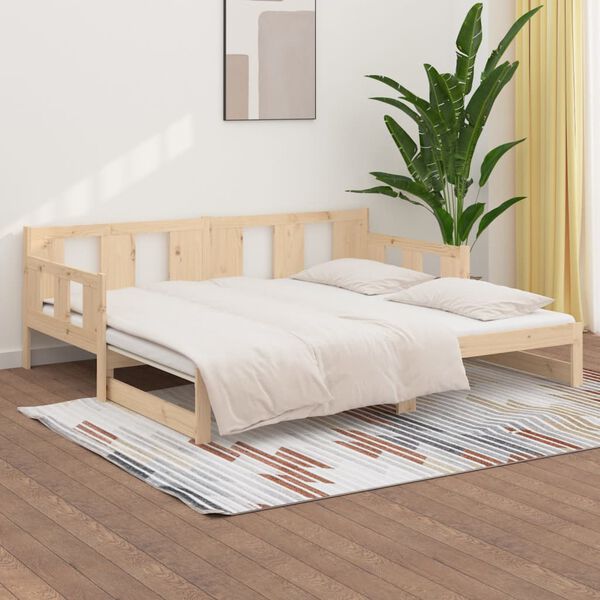 vidaXL Estrutura sof&aacute;-cama de puxar 2x(90x200) cm madeira pinho maci&ccedil;o