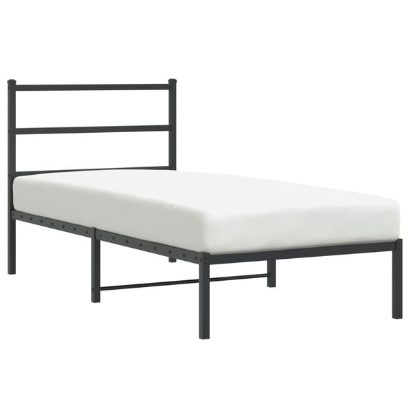 vidaXL Estrutura de cama com cabeceira 90x190 cm metal preto