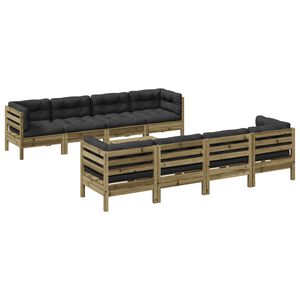 vidaXL 9 pcs conjunto sof&aacute;s de jardim c/ almofad&otilde;es pinho impregnado