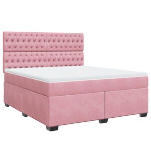 vidaXL Cama com molas/colch&atilde;o 180x200 cm veludo rosa