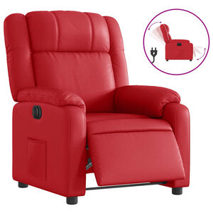 vidaXL Poltrona reclin&aacute;vel el&eacute;trica couro artificial vermelho