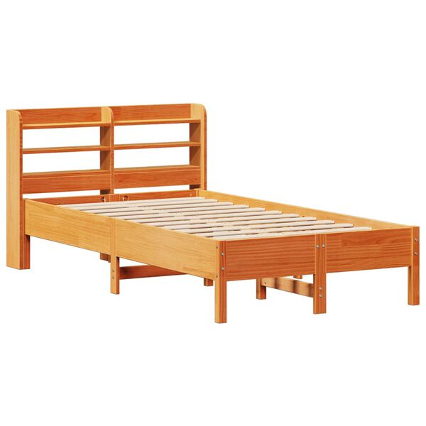 vidaXL Cama sem colch&atilde;o 90x200 cm pinho maci&ccedil;o castanho-mel