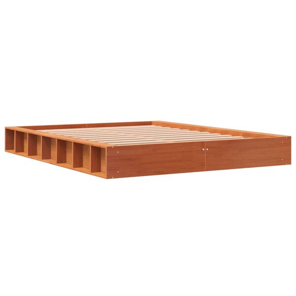 VidaXL Cama sem colch&atilde;o 140x190 cm pinho maci&ccedil;o castanho-mel