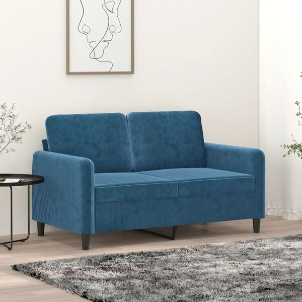 vidaXL Sof&aacute; de 2 lugares veludo 120 cm azul