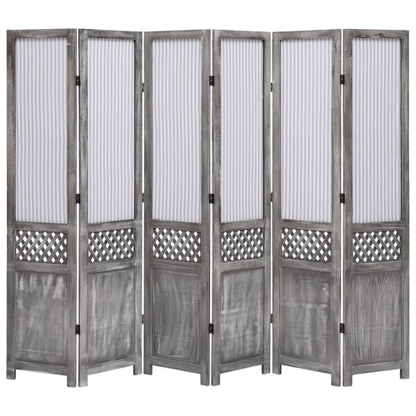 vidaXL Biombo com 6 pain&eacute;is 210x165 cm tecido cinzento