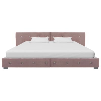 vidaXL Estrutura de cama 180x200 cm veludo cor-de-rosa