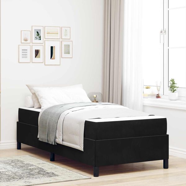 vidaXL Estrutura da Cama com colch&atilde;o Preto 80 x 200 cm tecido