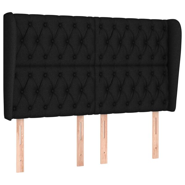 vidaXL Cabeceira de cama c/ abas tecido 147x23x118/128 cm preto