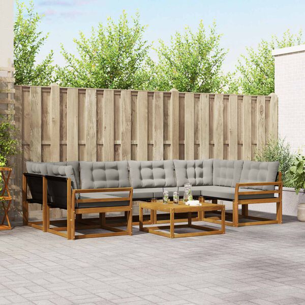 vidaXL Conjunto de Sof&aacute;s para Exterior 7 pcs Cinza Natural e Claro