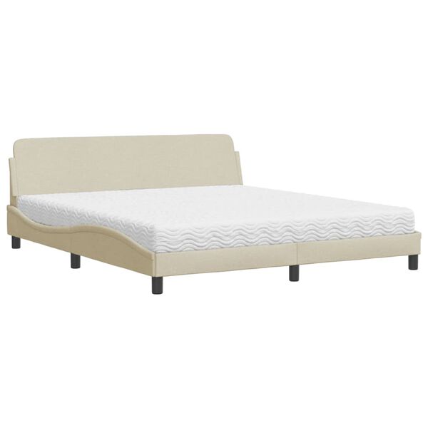 vidaXL Cama com colch&atilde;o Dover 180x200 cm tecido cor creme