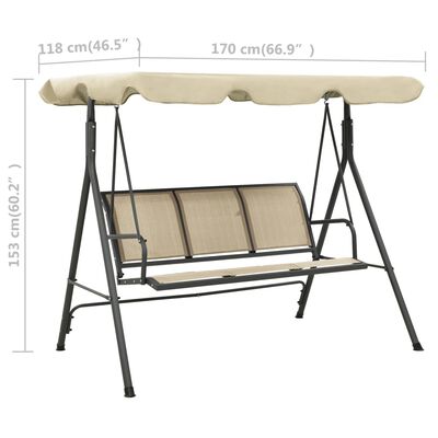 vidaXL Cadeira de baloiço para jardim c/ toldo cor antracite e areia