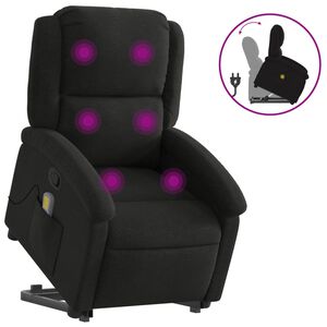 vidaXL Poltrona de massagens reclin&aacute;vel elevat&oacute;ria tecido preto