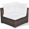 vidaXL 5 pcs conjunto lounge jardim c/ almofad&otilde;es vime PE castanho