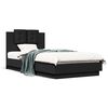 vidaXL Estrutura de cama com cabeceira e luzes LED 75x190 cm preto