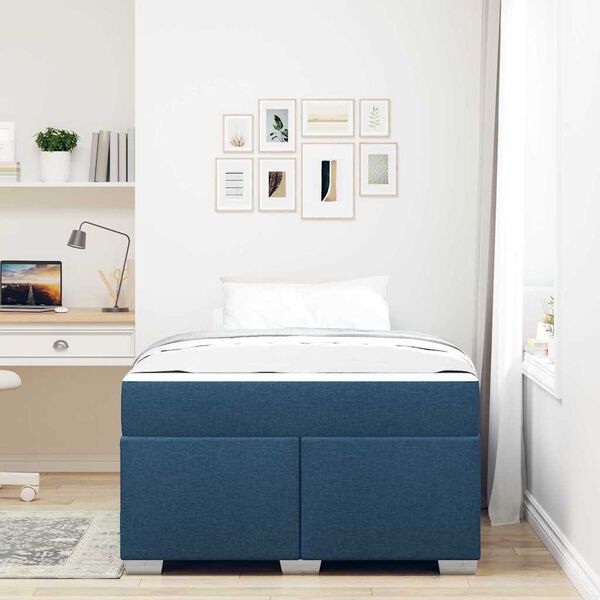 vidaXL Estrutura da Cama com colch&atilde;o Azul 120 x 190 cm tecido