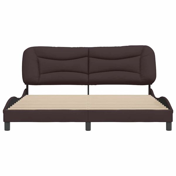 vidaXL Estrutura de cama sem colch&atilde;o Hvar 180x200 cm tecido castanho-escuro