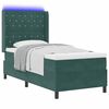 vidaXL Cama Box Spring com LED e Colch&atilde;o Verde-escuro 90 x 200 cm