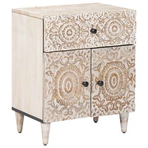 vidaXL Gabinete de Cama Branco 50 x 33 x 60 cm Madeira de manga maci&ccedil;a