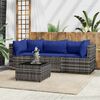 vidaXL 4 pcs conjunto lounge de jardim c/ almofad&otilde;es vime PE cinzento