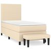 vidaXL Cama com molas/colch&atilde;o 90x200 cm tecido cor cr&egrave;me
