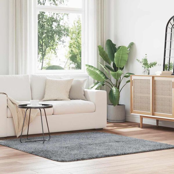 vidaXL Tapete shaggy de pelo alto NAVARRA 160x160 cm cinzento-claro