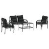 vidaXL 4 pcs conjunto de sof&aacute;s para jardim c/ almofad&otilde;es vime PE preto
