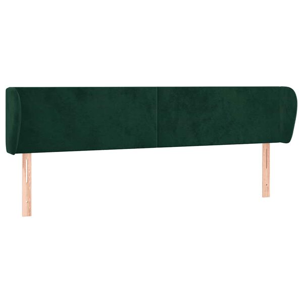 vidaXL Cabeceira de cama c/ abas veludo 183x23x78/88cm verde-escuro