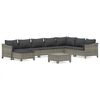 vidaXL 9 pcs conjunto lounge de jardim c/ almofad&otilde;es vime PE cinzento
