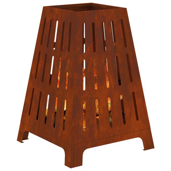 vidaXL Fire Pit Castanho 50 x 50 x 70 cm A&ccedil;o resistente &agrave;s intemp&eacute;ries