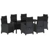 vidaXL Conjunto de Jantar para Jardim com almofada 7 pcs Preto vime PE