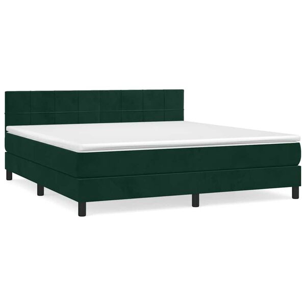 vidaXL Cama com molas/colch&atilde;o 180x200 cm veludo verde-escuro