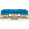 vidaXL Conj. lounge de jardim 7 pcs com almofad&otilde;es pinho impregnado